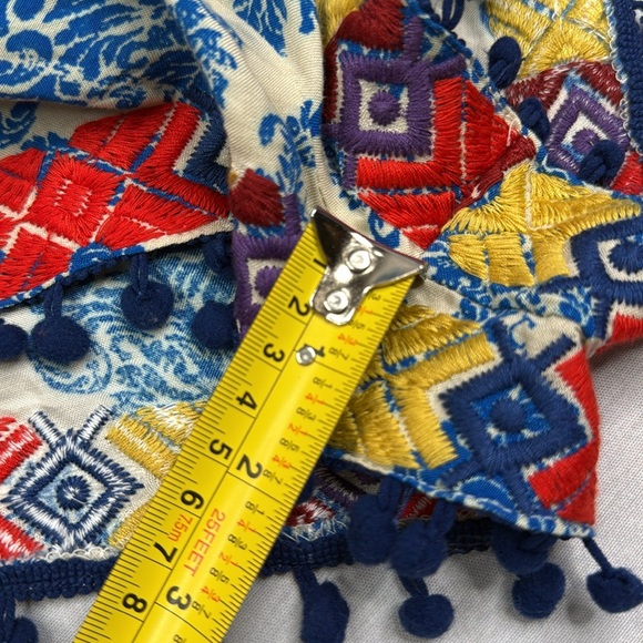 THML Chinoiserie Style Romper with Pom Poms - Size Small - Picture 9 of 10